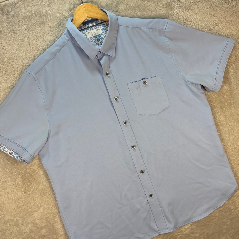 Age of Wisdom Men's‎ Nautical Print Shirt Button Up Short Sleeve Casual L